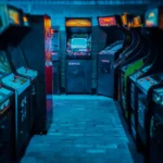 Máy chơi game arcade cổ điển trong phòng game đậm chất retro