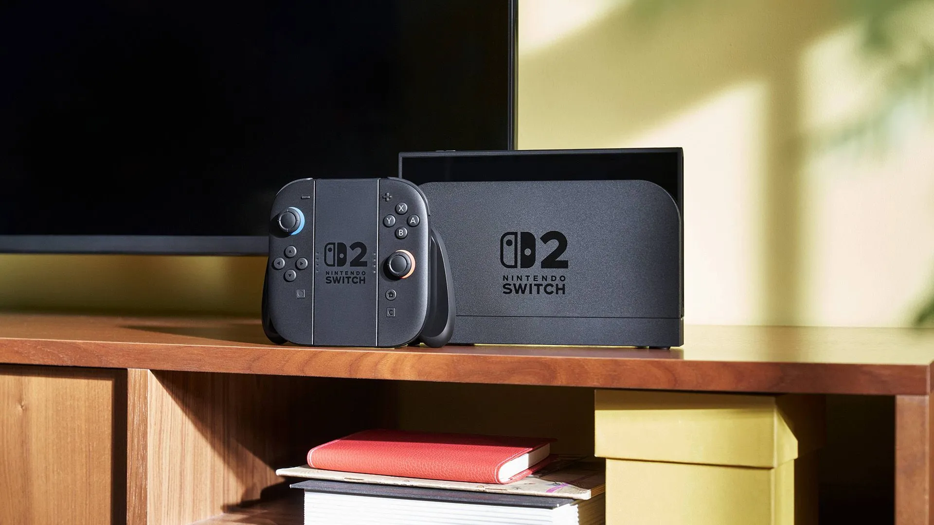 Máy chơi game Nintendo Switch 2 với Joy-Cons được gắn vào dock TV