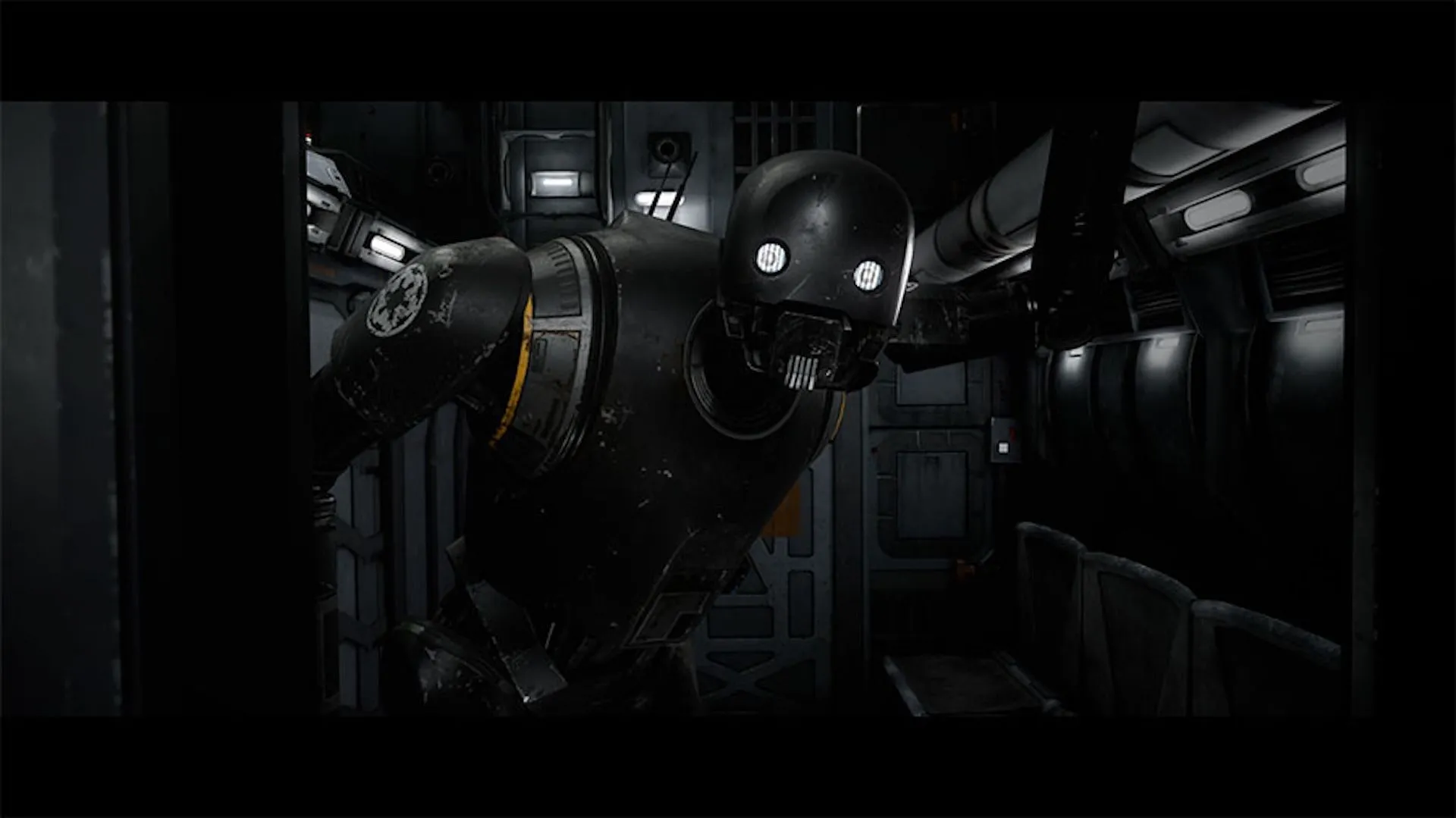 Một droid khổng lồ tương tác với người chơi VR trong trải nghiệm Star Wars: Secrets of the Empire