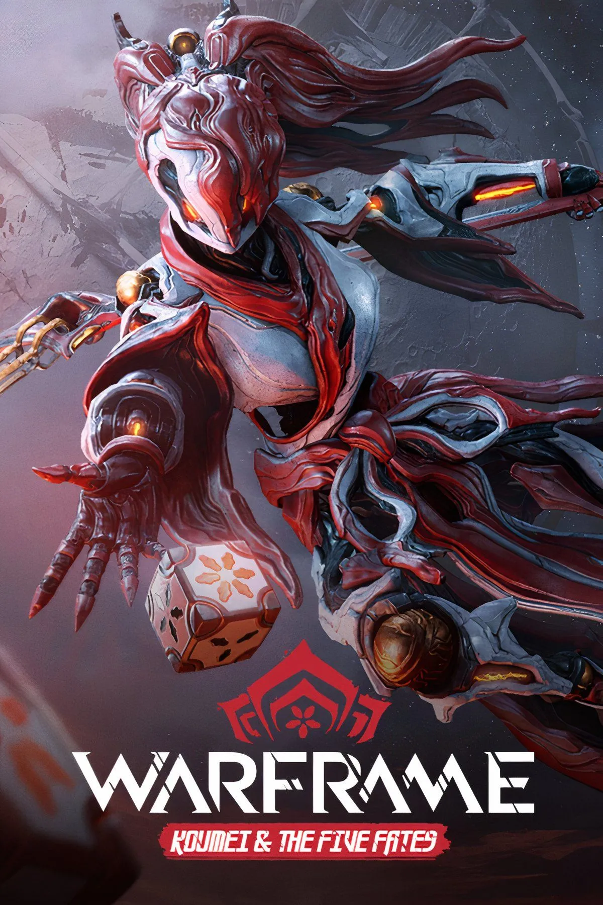 Một Tenno trong bộ giáp Warframe đang thực hiện kỹ năng đặc biệt trong một cuộc chiến đấu đầy kịch tính trên Nintendo Switch.