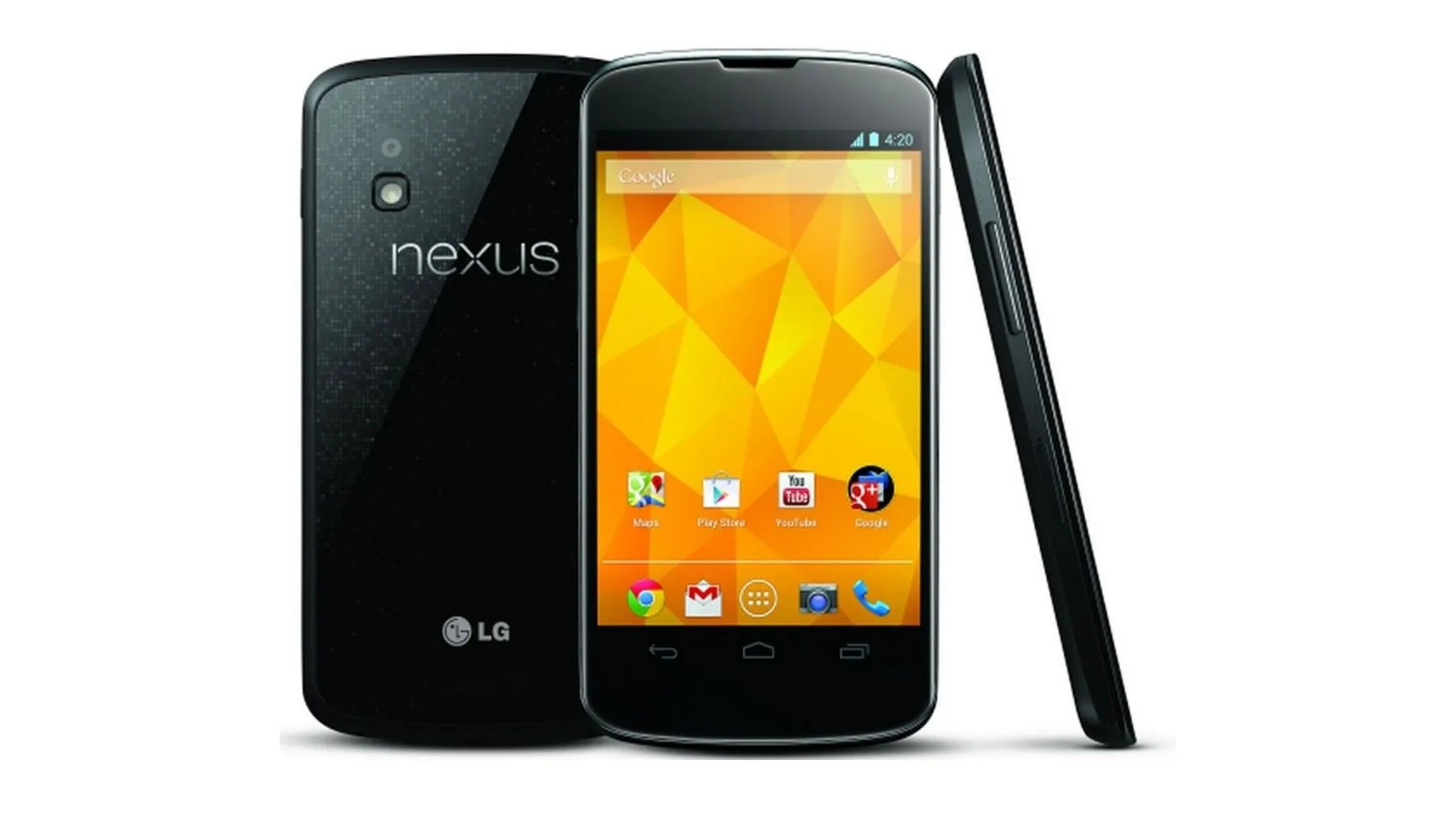 Nexus 4, chiếc điện thoại hợp tác giữa Google và LG, gây ấn tượng với mặt lưng kính lấp lánh và thiết kế tối giản, hiện đại.
