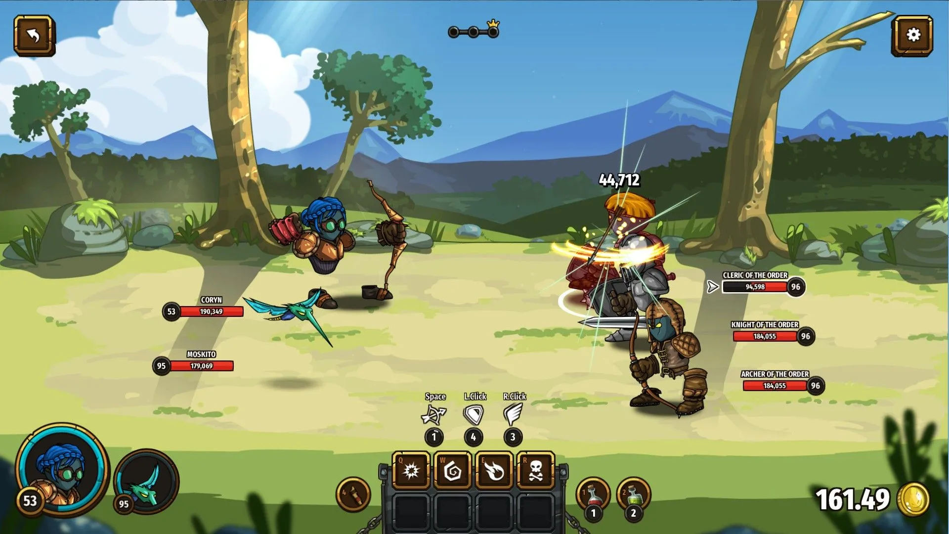 Người chơi chiến đấu với kẻ thù trong Swords &amp; Souls: Neverseen, thể hiện phong cách RPG đơn giản nhưng lôi cuốn.