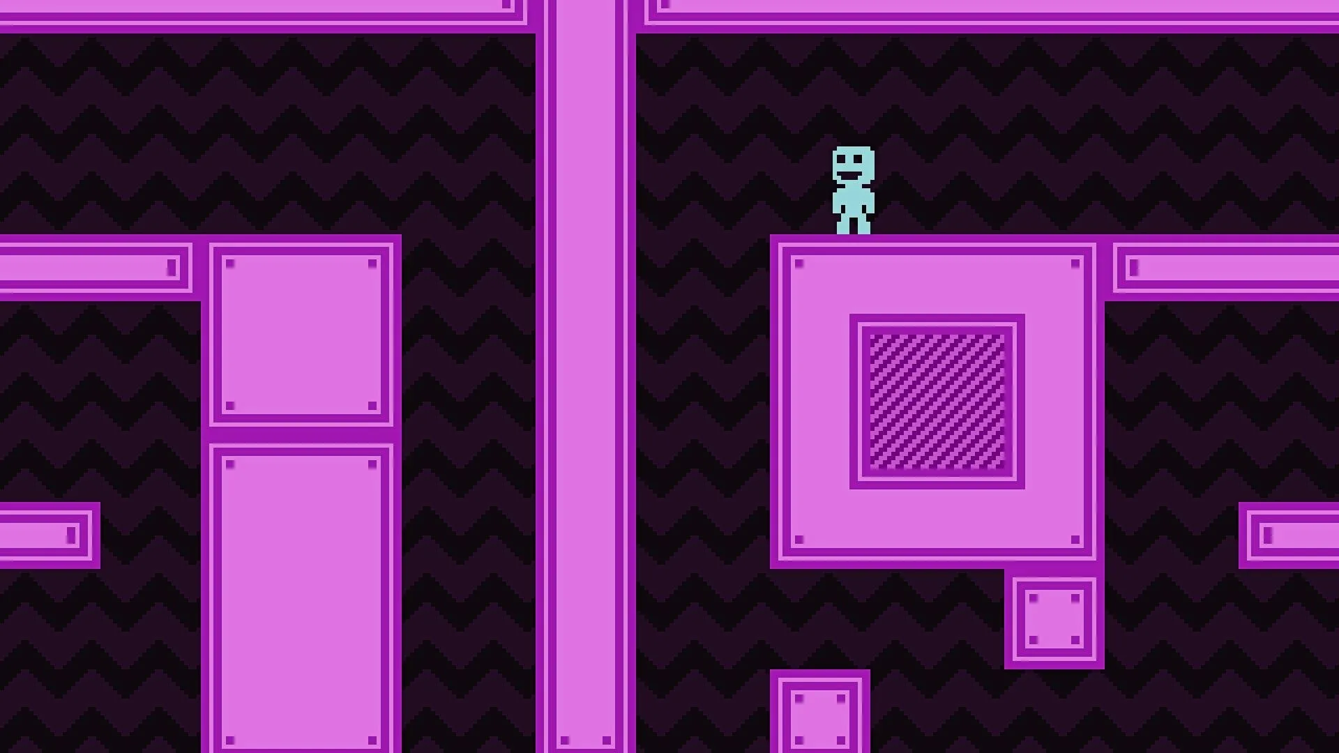 Người chơi nhìn vào bức tường trong VVVVVV, tựa game platformer độc đáo với cơ chế trọng lực đảo ngược.