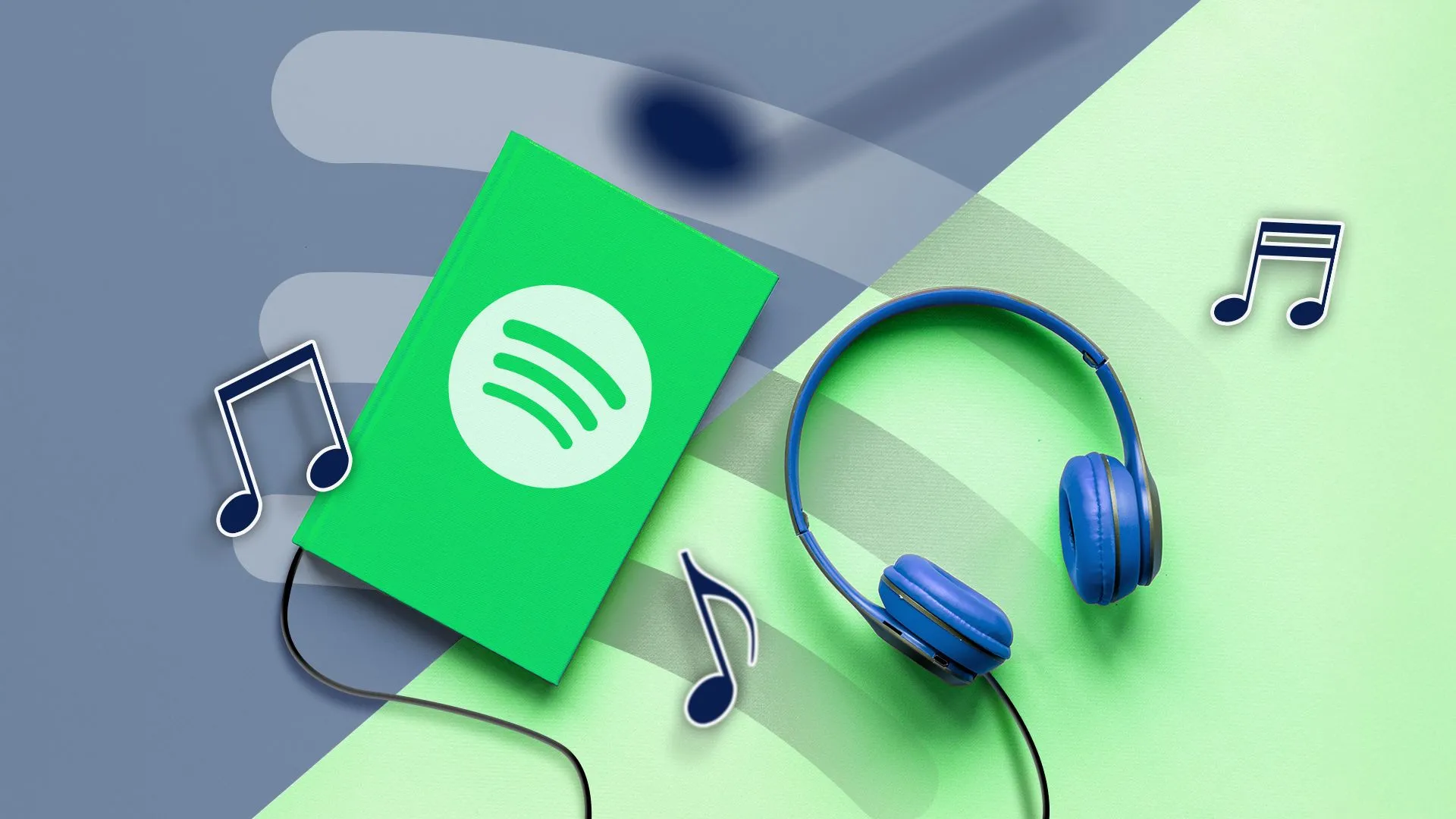 Người đang lắng nghe sách nói trên tai nghe, biểu tượng audiobooks trên màn hình