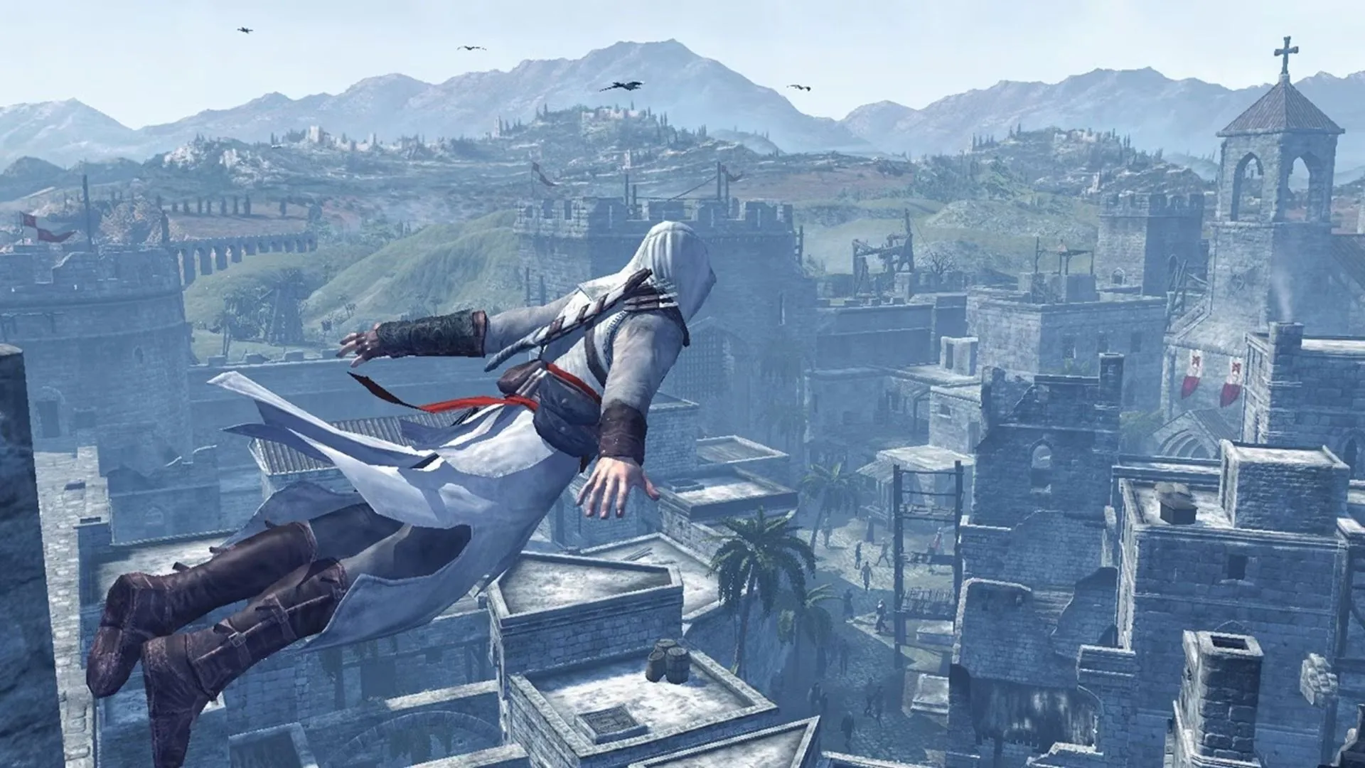 Nhân vật Altaïr thực hiện pha leo trèo trong Assassin's Creed