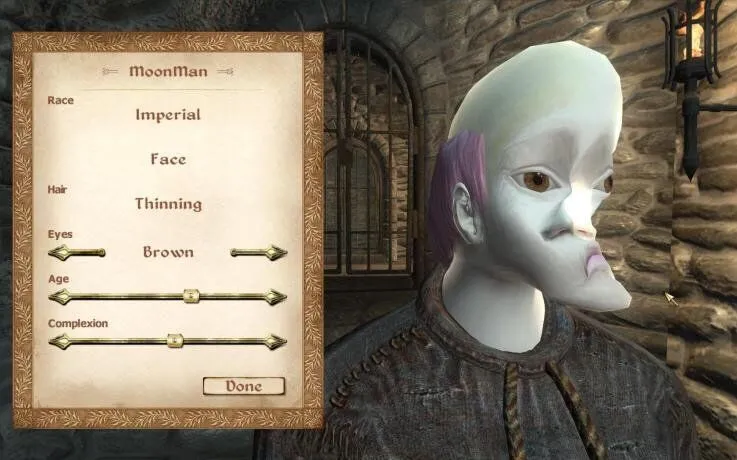 Nhân vật MoonMan nổi tiếng từ Oblivion, minh họa cho những đặc điểm độc đáo của game gốc vẫn được bảo toàn trong phiên bản Remastered
