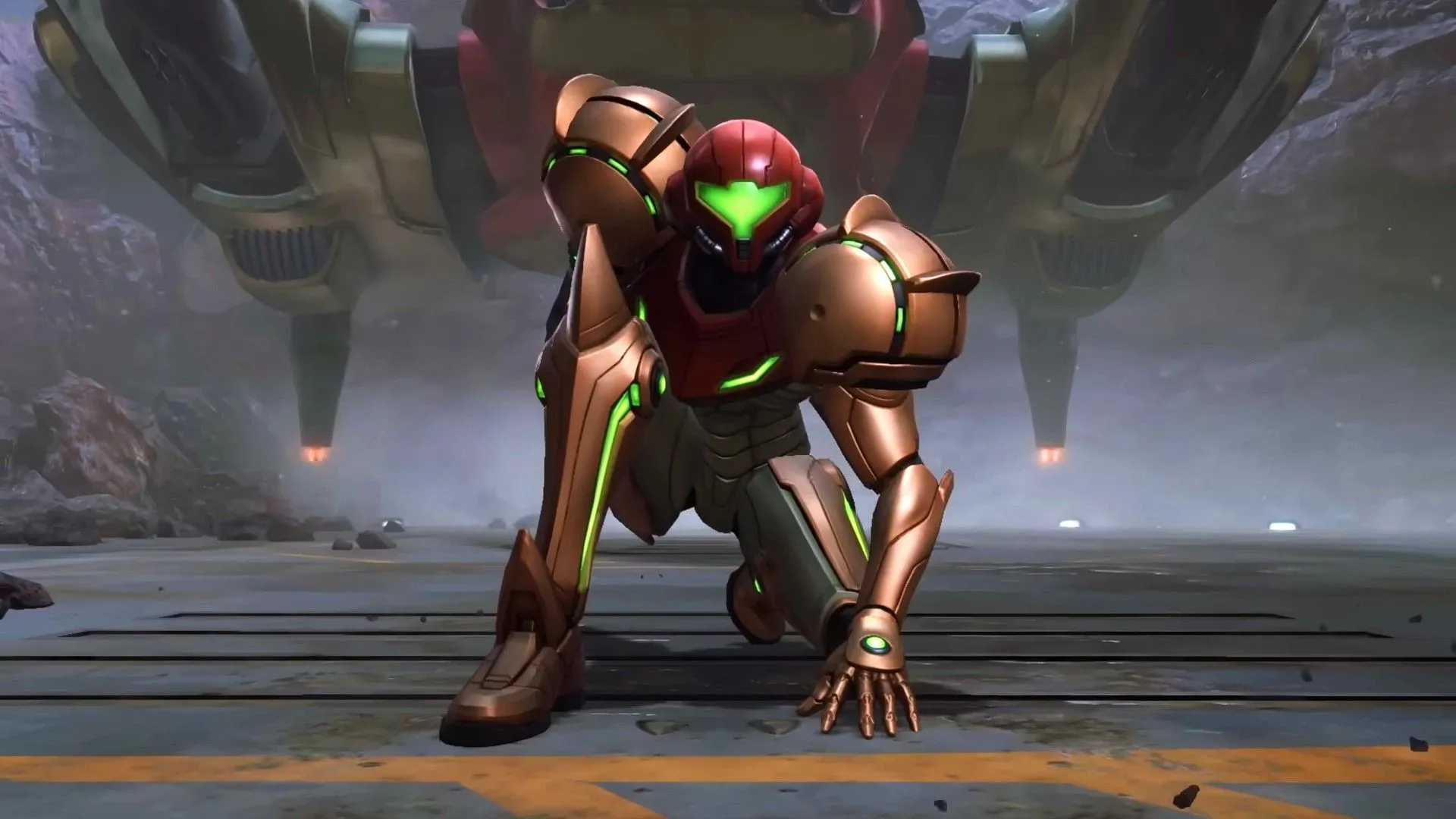Nhân vật Samus từ game Metroid Prime 4 Beyond trên Nintendo Switch, biểu tượng cho việc game vẫn hỗ trợ Switch đời đầu.