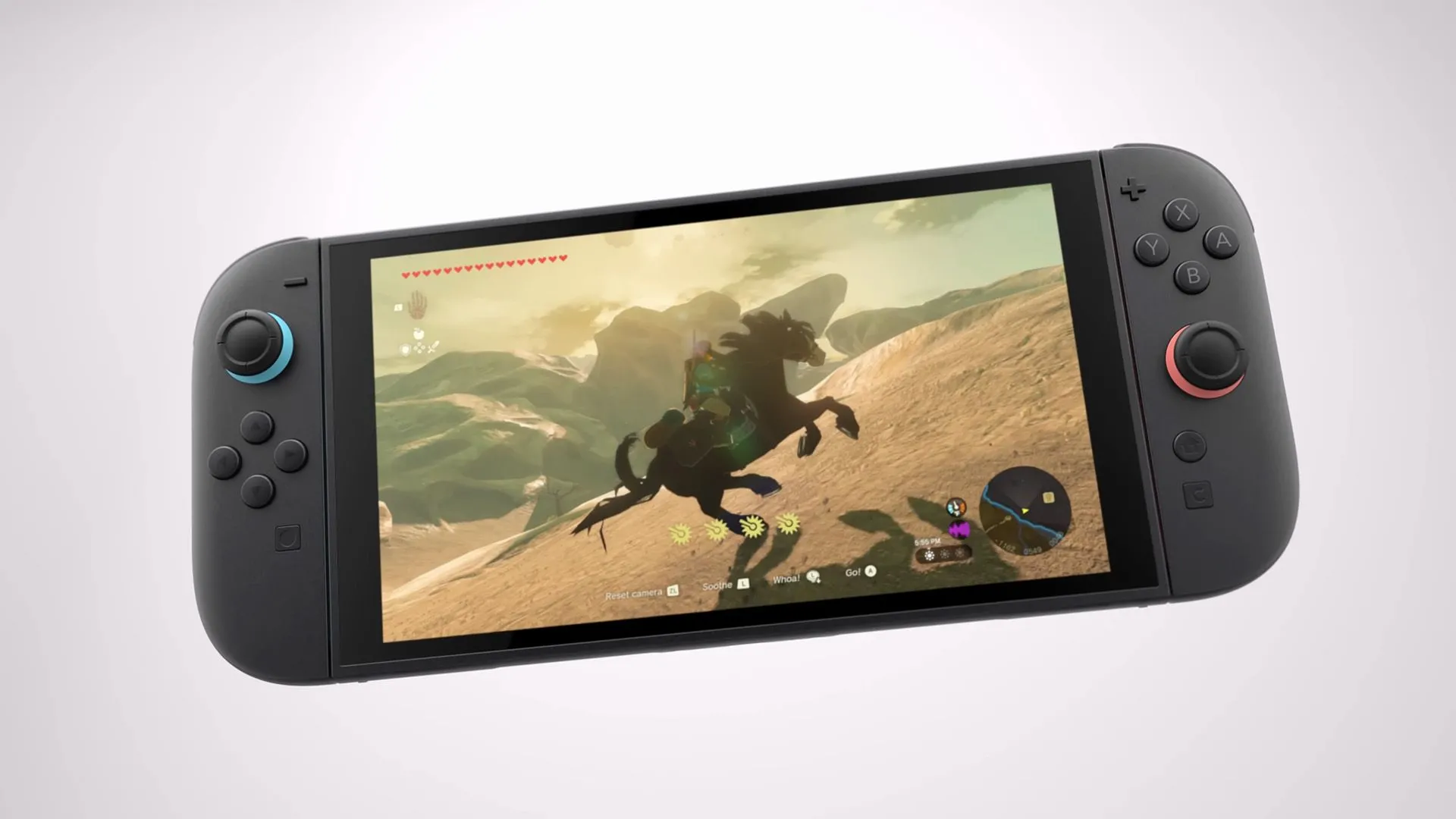 Nintendo Switch 2 chơi game The Legend of Zelda trên màn hình lớn hơn.