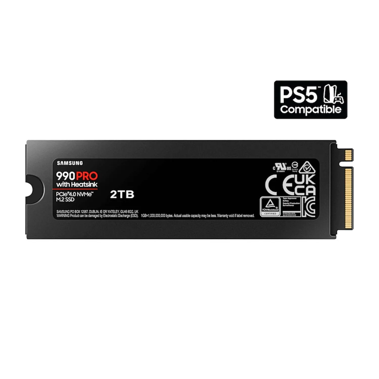 Ổ cứng Samsung 990 PRO PCIe 4.0 NVMe với tản nhiệt trên nền trắng