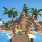Sân golf mini đầy màu sắc trong game Walkabout Mini Golf VR, hình ảnh thân thiện cho người mới chơi VR.