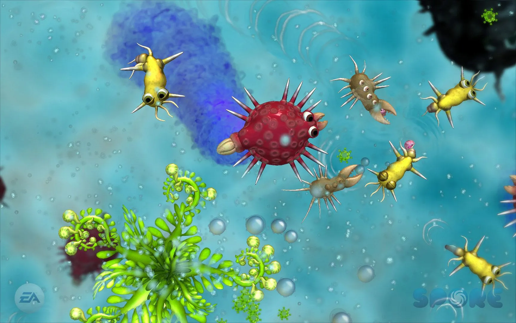 Sinh vật được tạo hình trong Spore, minh họa quá trình tiến hóa và sự đa dạng sinh học trong game.