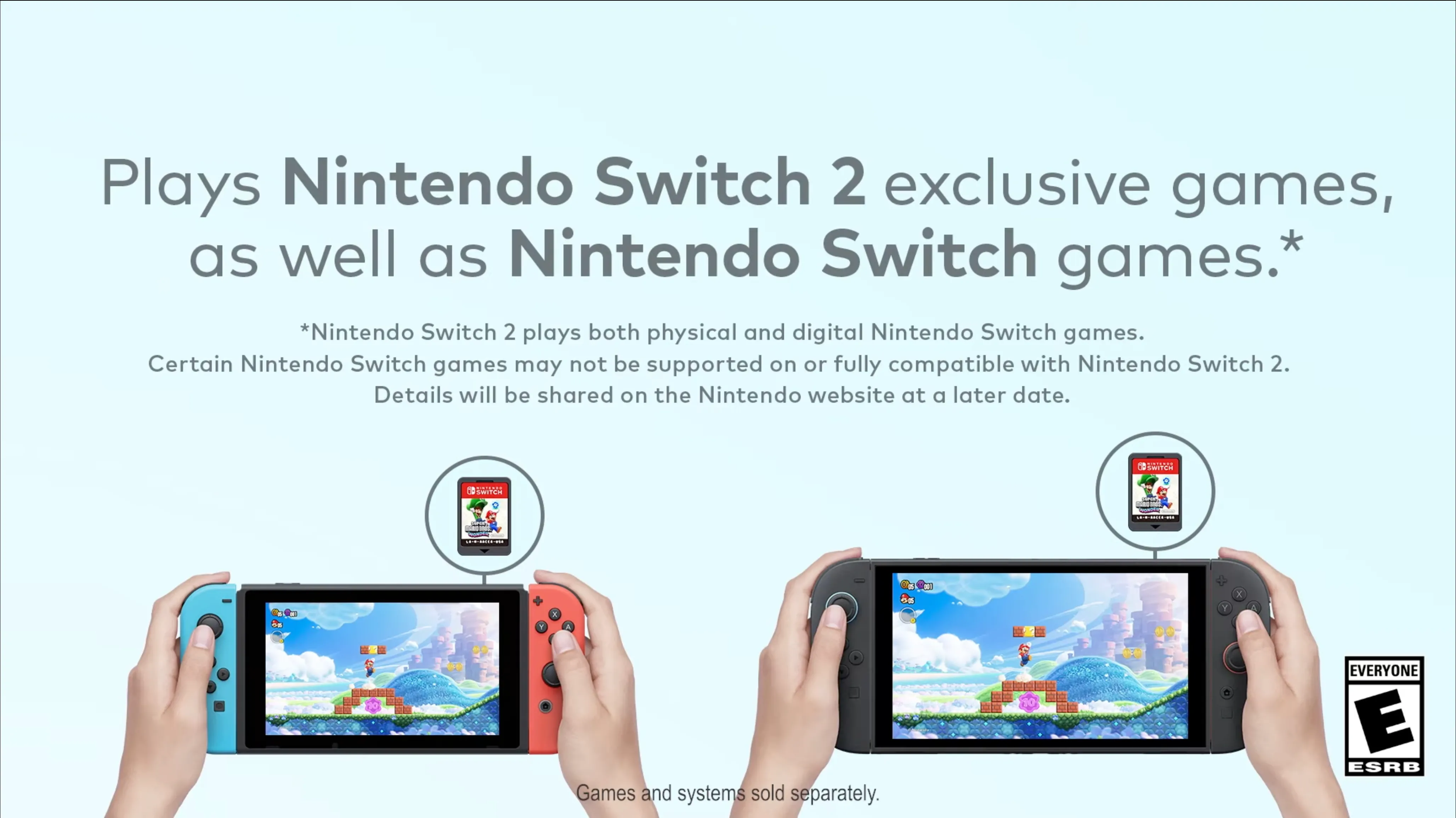 So sánh kích thước Nintendo Switch 2 và Switch đời đầu, thể hiện khả năng tương thích ngược game.
