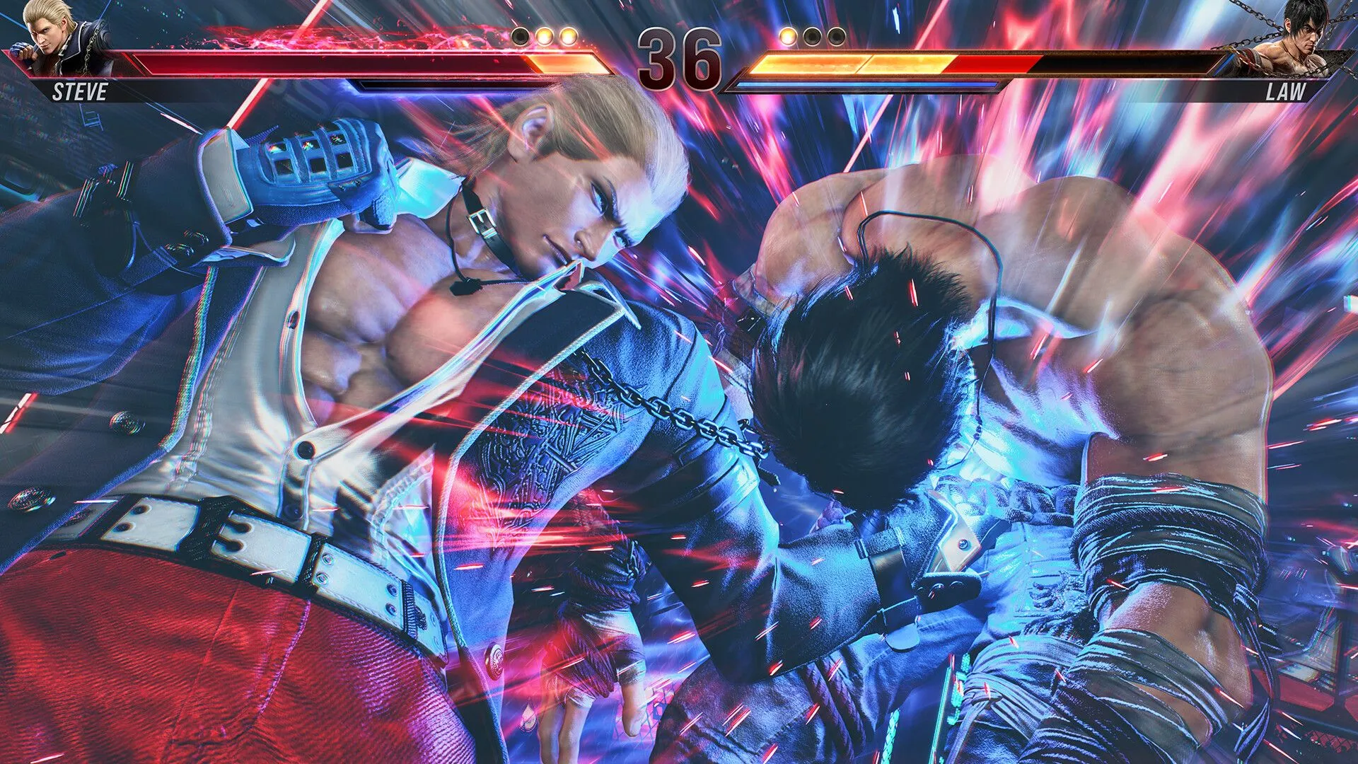 Steve Fox đấm Marshall Law trong trận đấu Tekken 8, minh họa chế độ luyện tập game đối kháng