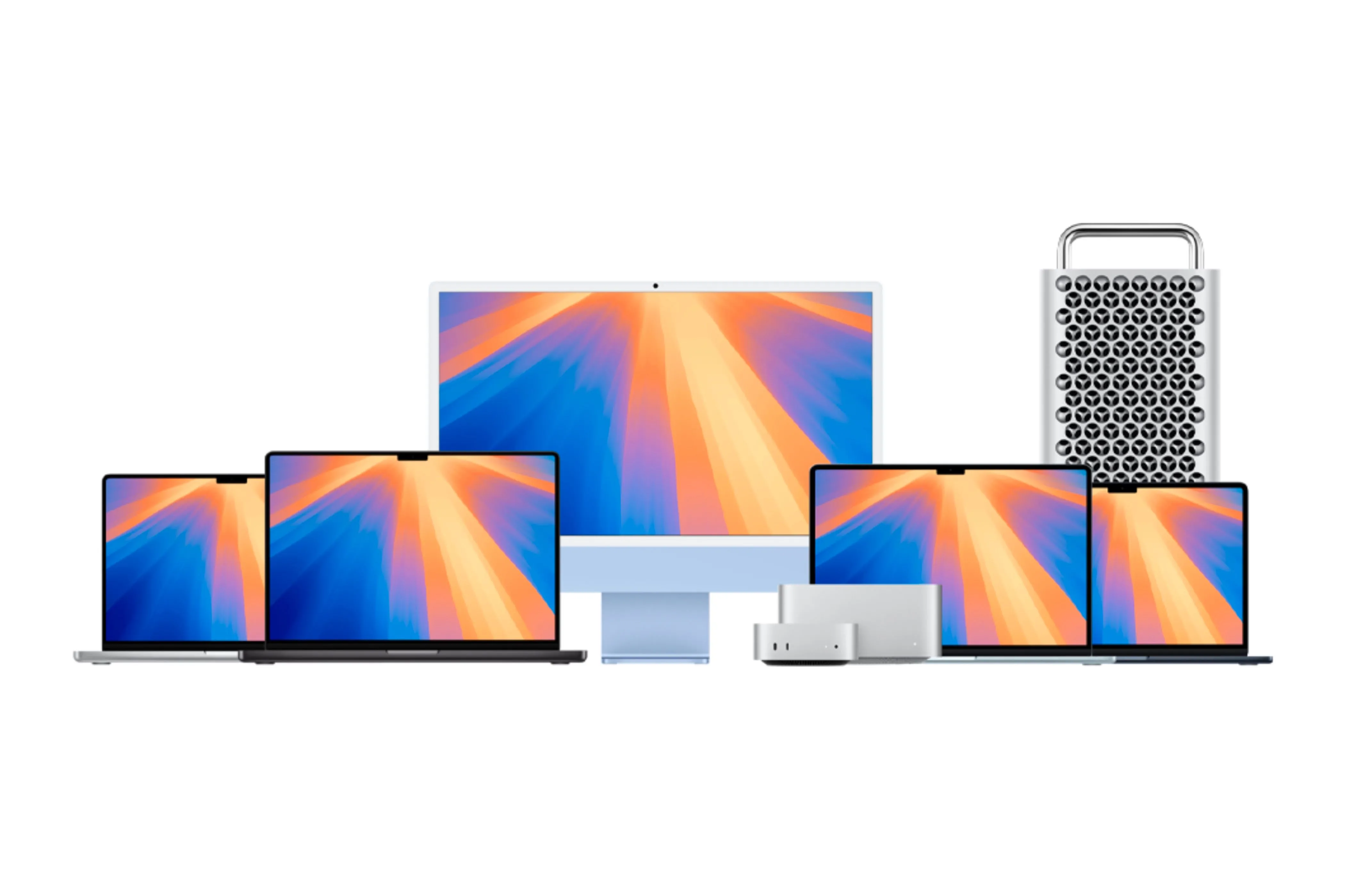 Tất cả các dòng máy Mac của Apple từ MacBook Air, MacBook Pro đến Mac mini và Mac Studio.