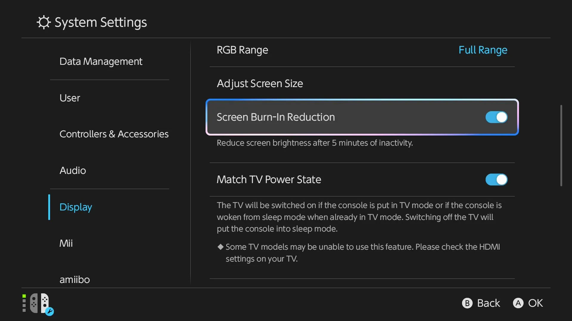 Tắt tính năng giảm hiện tượng lưu ảnh trên màn hình Nintendo Switch 2 đối với TV LCD