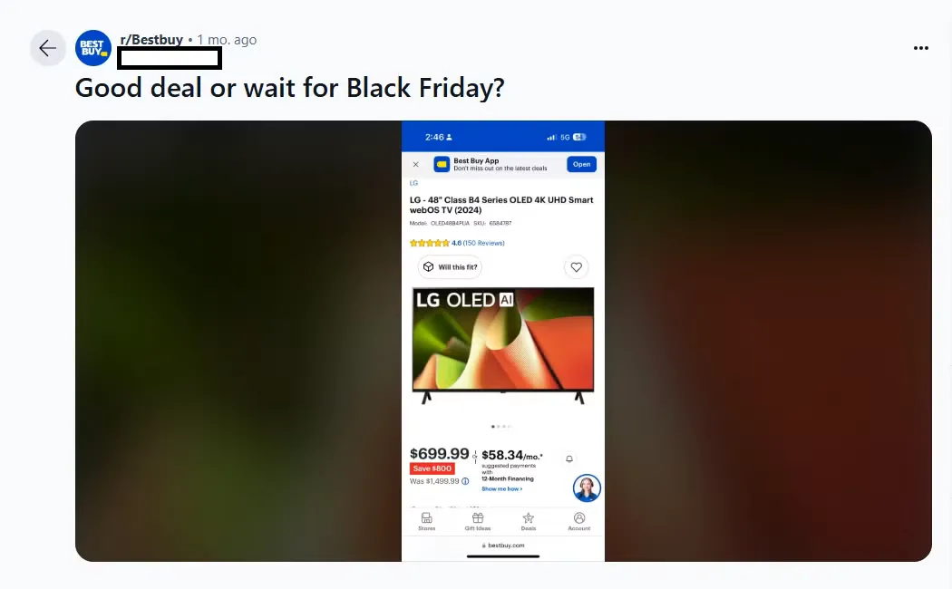 Thảo luận về các ưu đãi Black Friday trên diễn đàn Reddit, nơi người dùng chia sẻ kinh nghiệm và cảnh báo về giá.