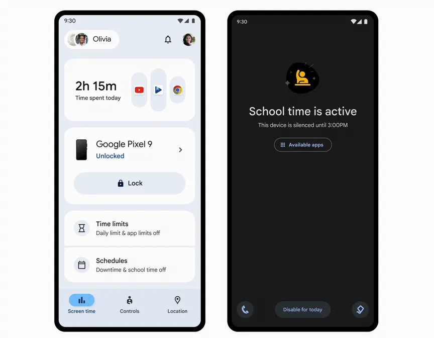 Thiết lập tính năng Giờ học (School Time) trên Google Family Link để hạn chế điện thoại trong giờ học