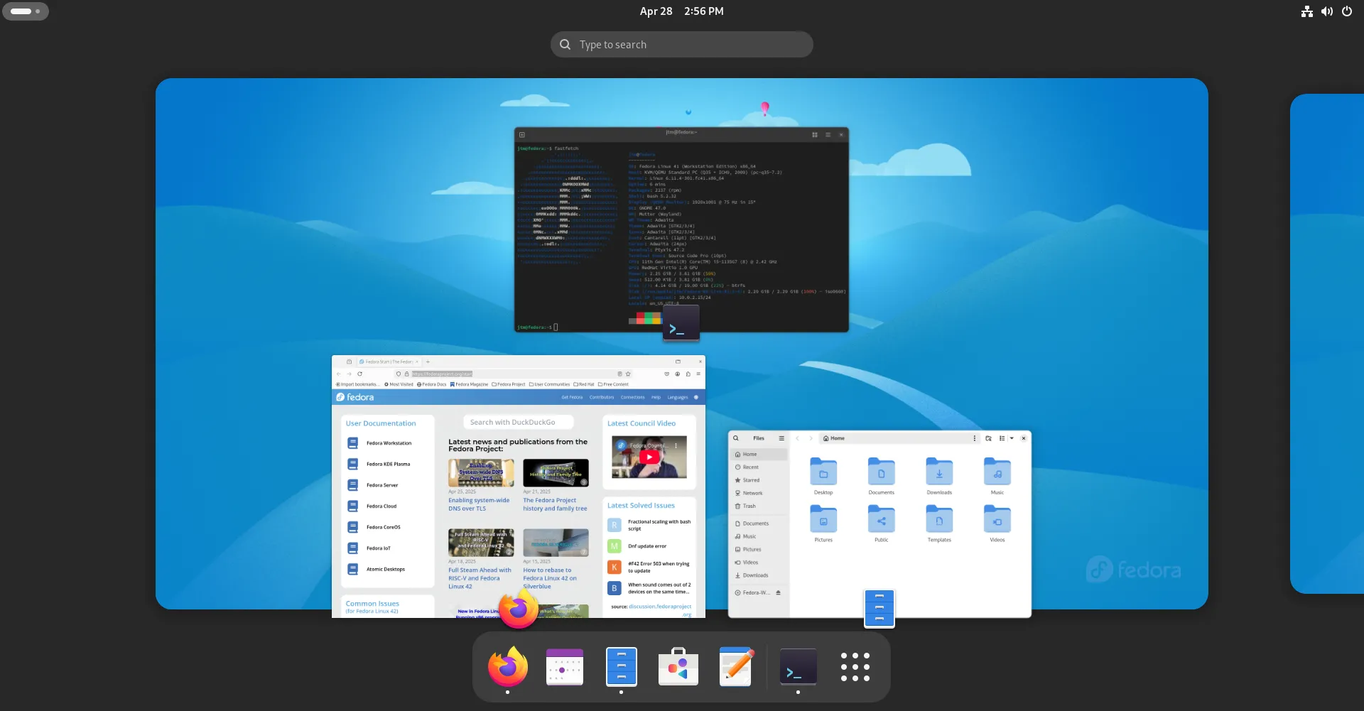 Tổng quan các hoạt động trên môi trường desktop GNOME của Fedora Linux