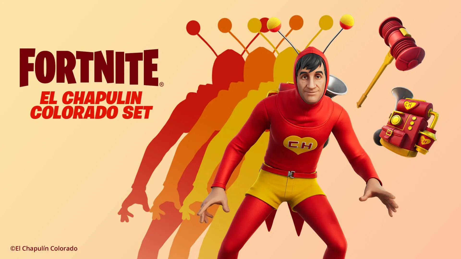 Trang phục El Chapulín Colorado trong Fortnite, thể hiện sự đa dạng bất ngờ của các sự kiện crossover