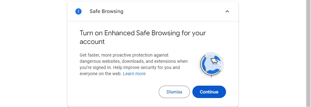 Tùy chọn để kích hoạt Duyệt web an toàn nâng cao của Google