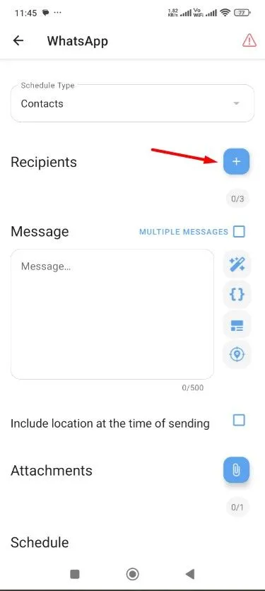 Tùy chọn người nhận (Recipients) trong ứng dụng SKEDit