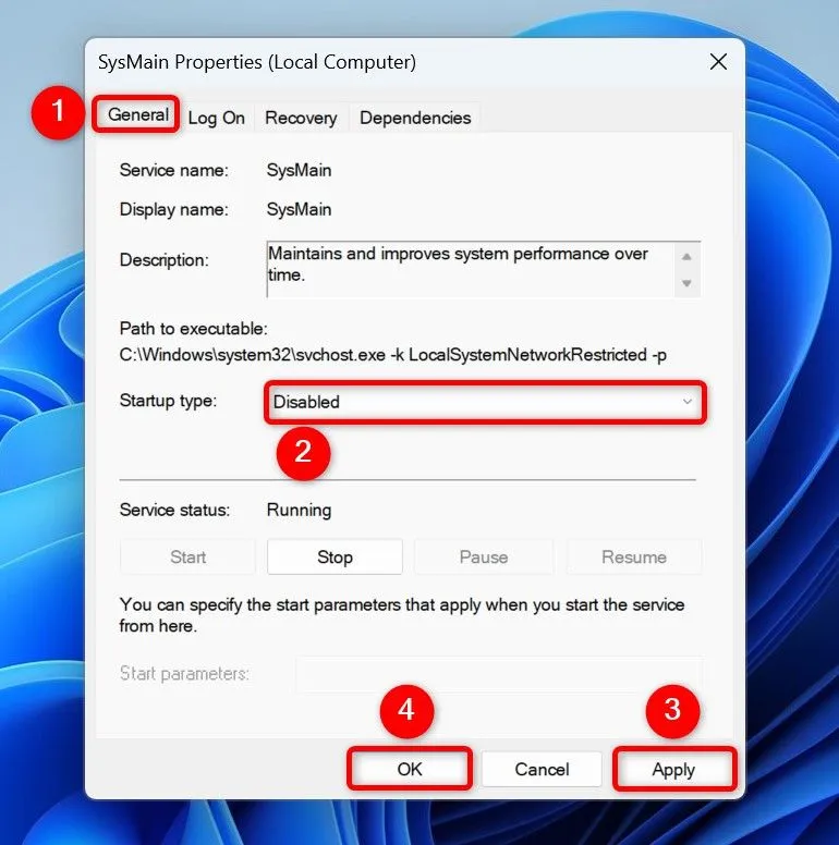 Vô hiệu hóa vĩnh viễn dịch vụ SysMain (Superfetch) khi khởi động Windows 11