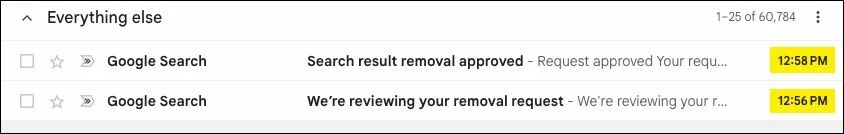 Xác nhận yêu cầu gỡ bỏ thông tin cá nhân trên Google Search